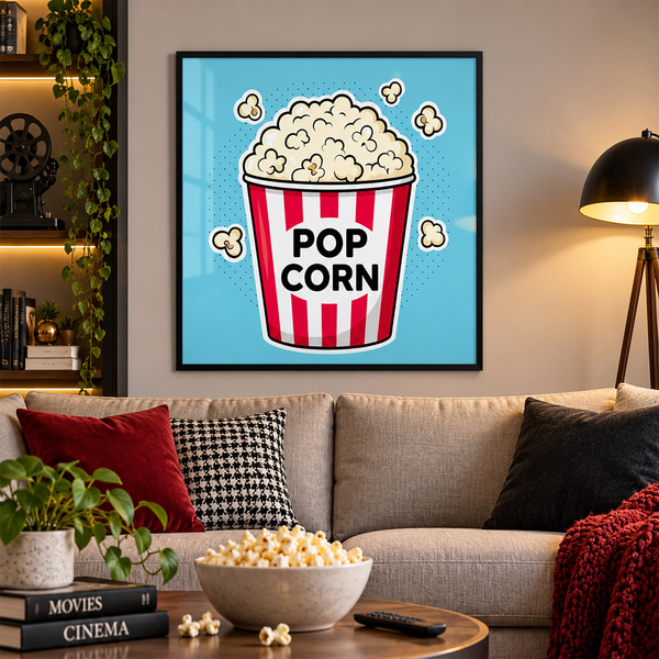Affiche L'heure du goûter avec du délicieux pop-corn, Posters nourriture et boissons, f50791bk : Uwalls