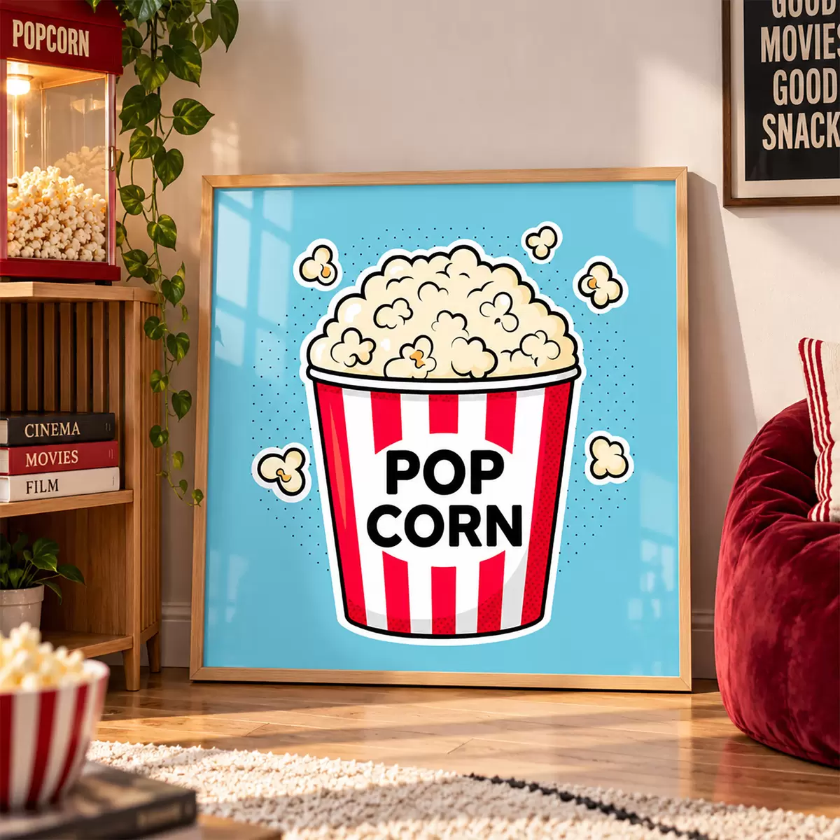 Affiche L'heure du goûter avec du délicieux pop-corn f50791