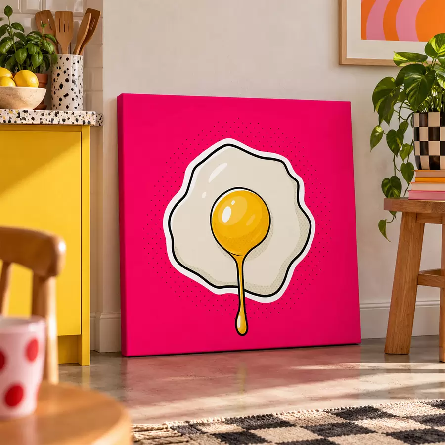 Fotobehang Een heerlijk spiegelei op roze s50788