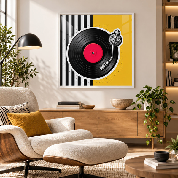 Affiche Une platine vinyle élégante aux couleurs vives, Posters musique, f50789wh : Uwalls