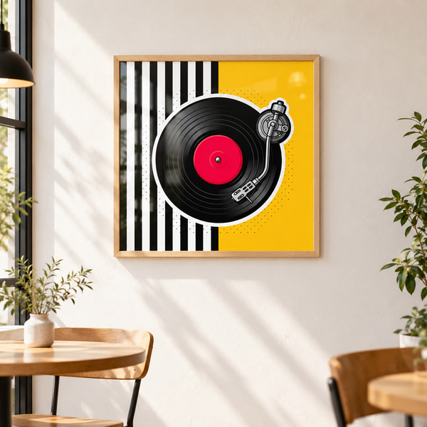 Affiche Une platine vinyle élégante aux couleurs vives, Posters musique, f50789wo : Uwalls