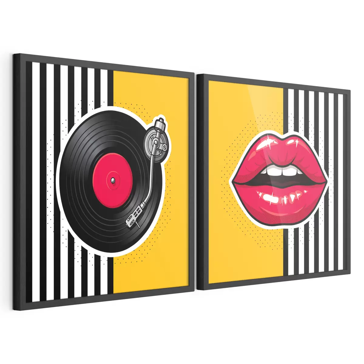 Affiche Des lèvres éclatantes et un tourne-disque vintage d31075