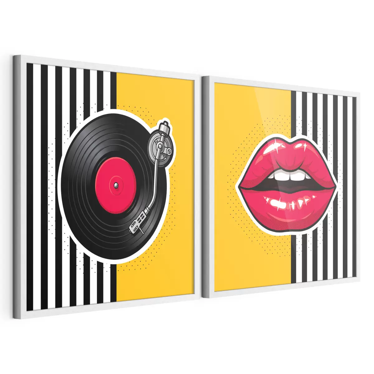 Affiche Des lèvres éclatantes et un tourne-disque vintage d31075
