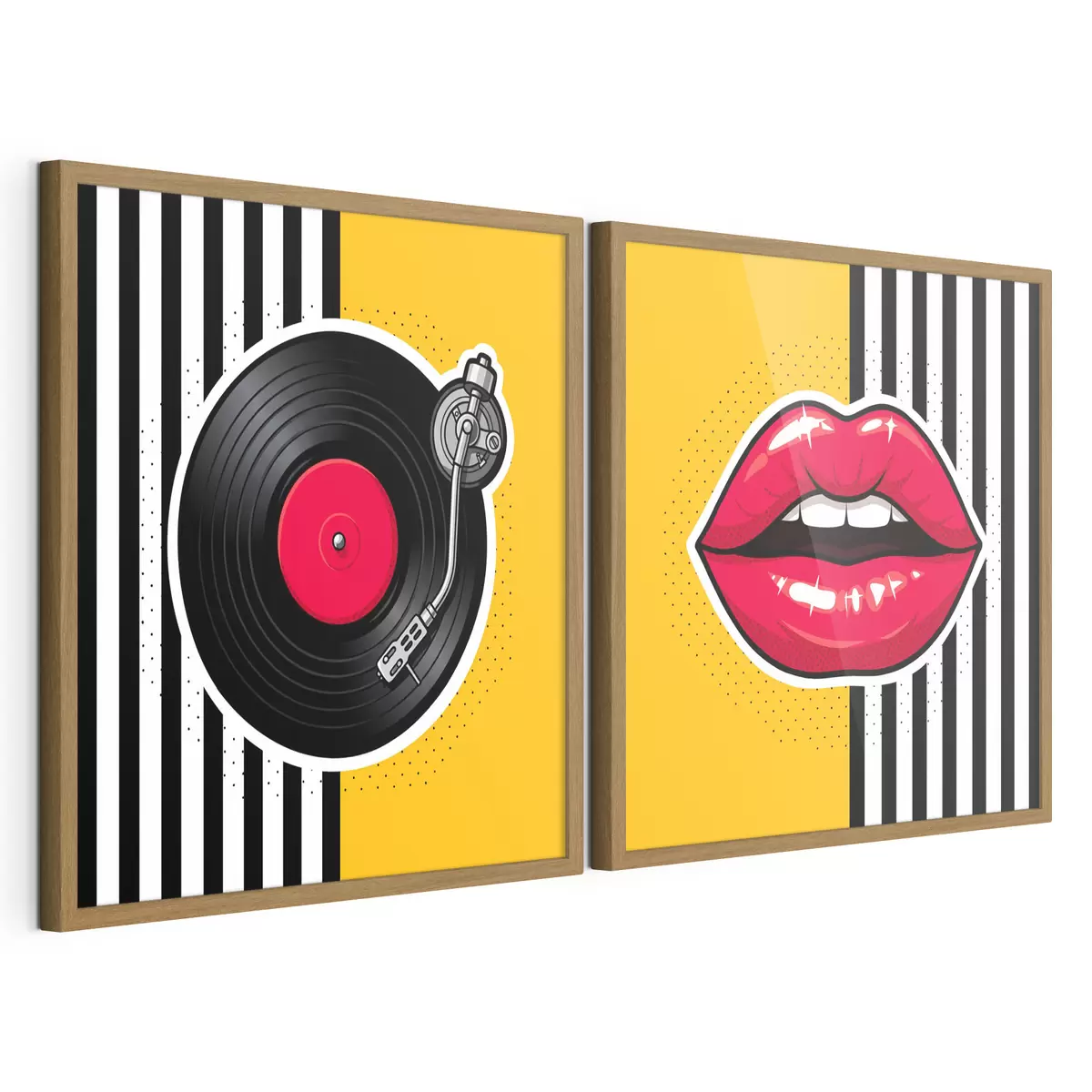 Affiche Des lèvres éclatantes et un tourne-disque vintage d31075