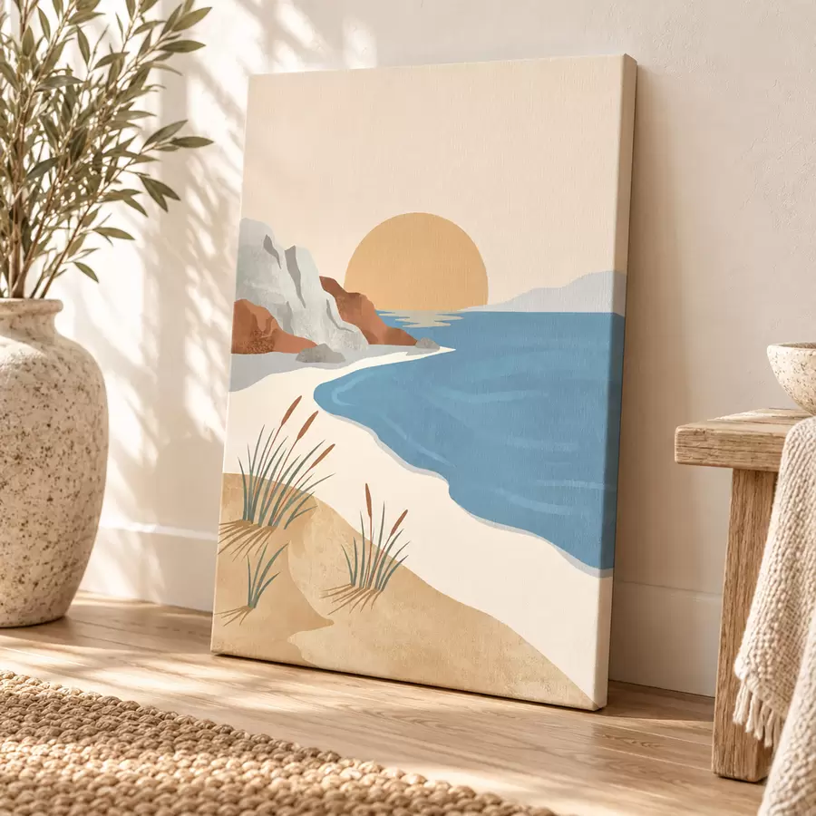  Peintures Une plage sereine au coucher du soleil, un havre de paix s50731