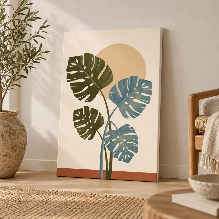  Peintures Des feuilles élégantes sur un fond aux teintes chaudes s50733