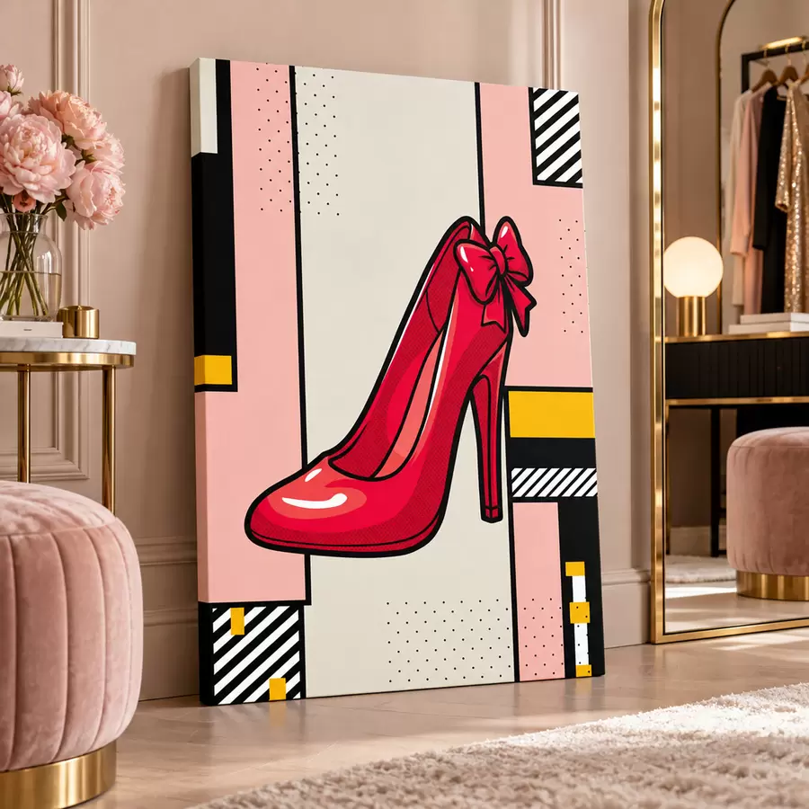  Peintures Escarpin rouge chic orné d'un nœud fantaisie s50785