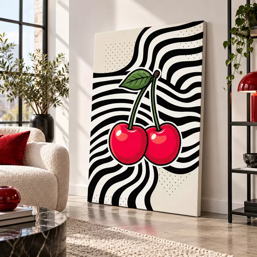  Peintures Des cerises espiègles sur un fond élégant s50787