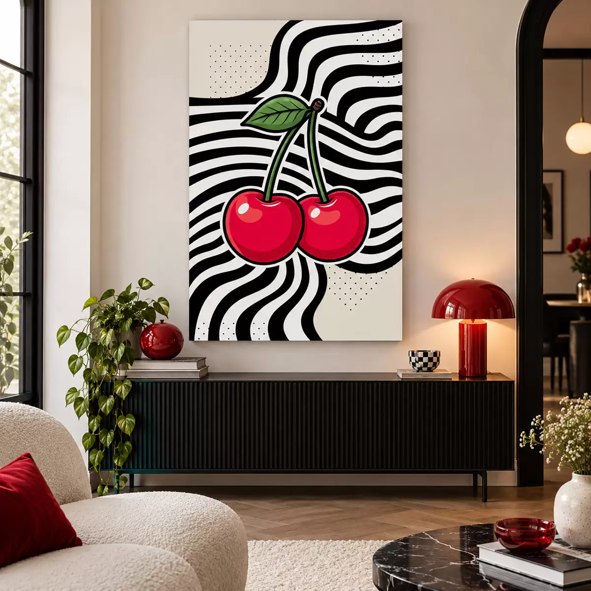  Peintures Des cerises espiègles sur un fond élégant s50787