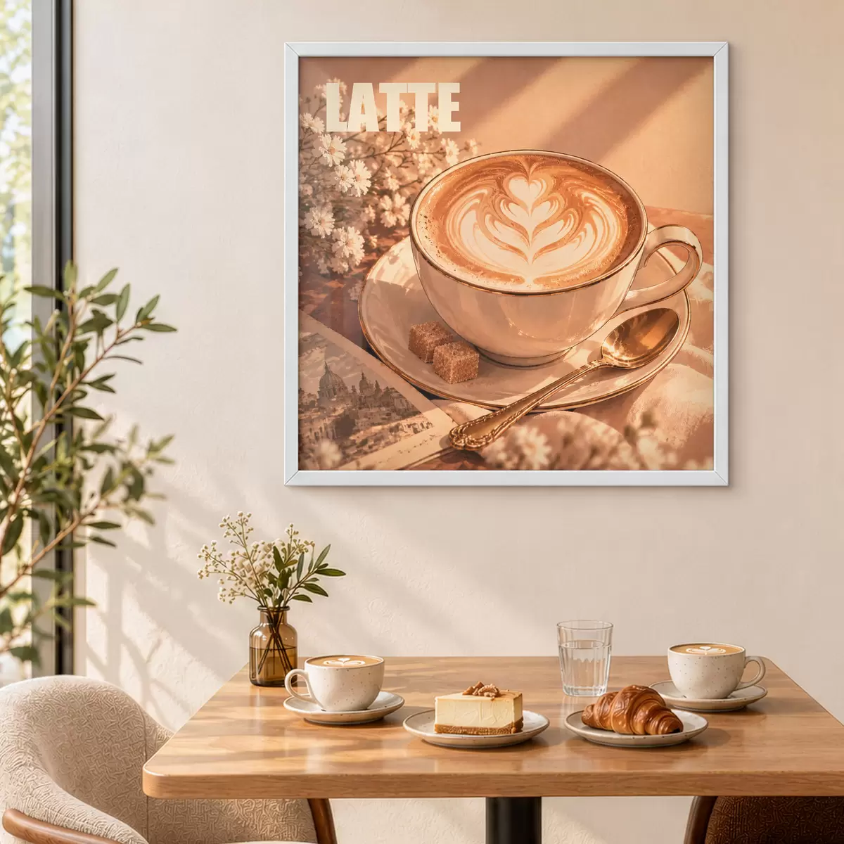 Poster Een kunstzinnig bereide latte in de zon f50873
