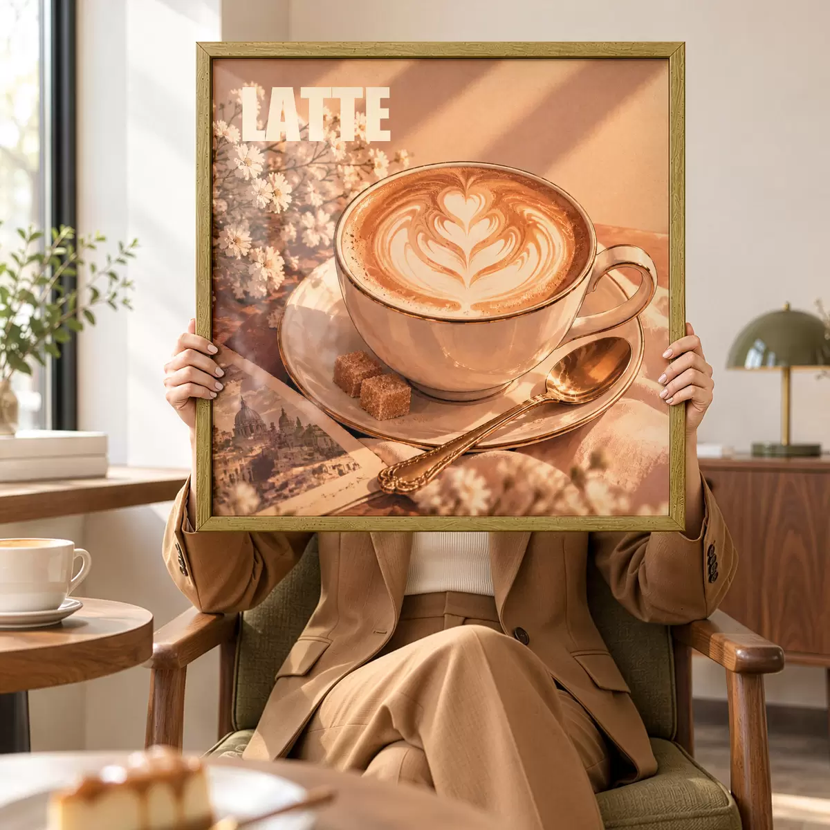 Poster Een kunstzinnig bereide latte in de zon f50873
