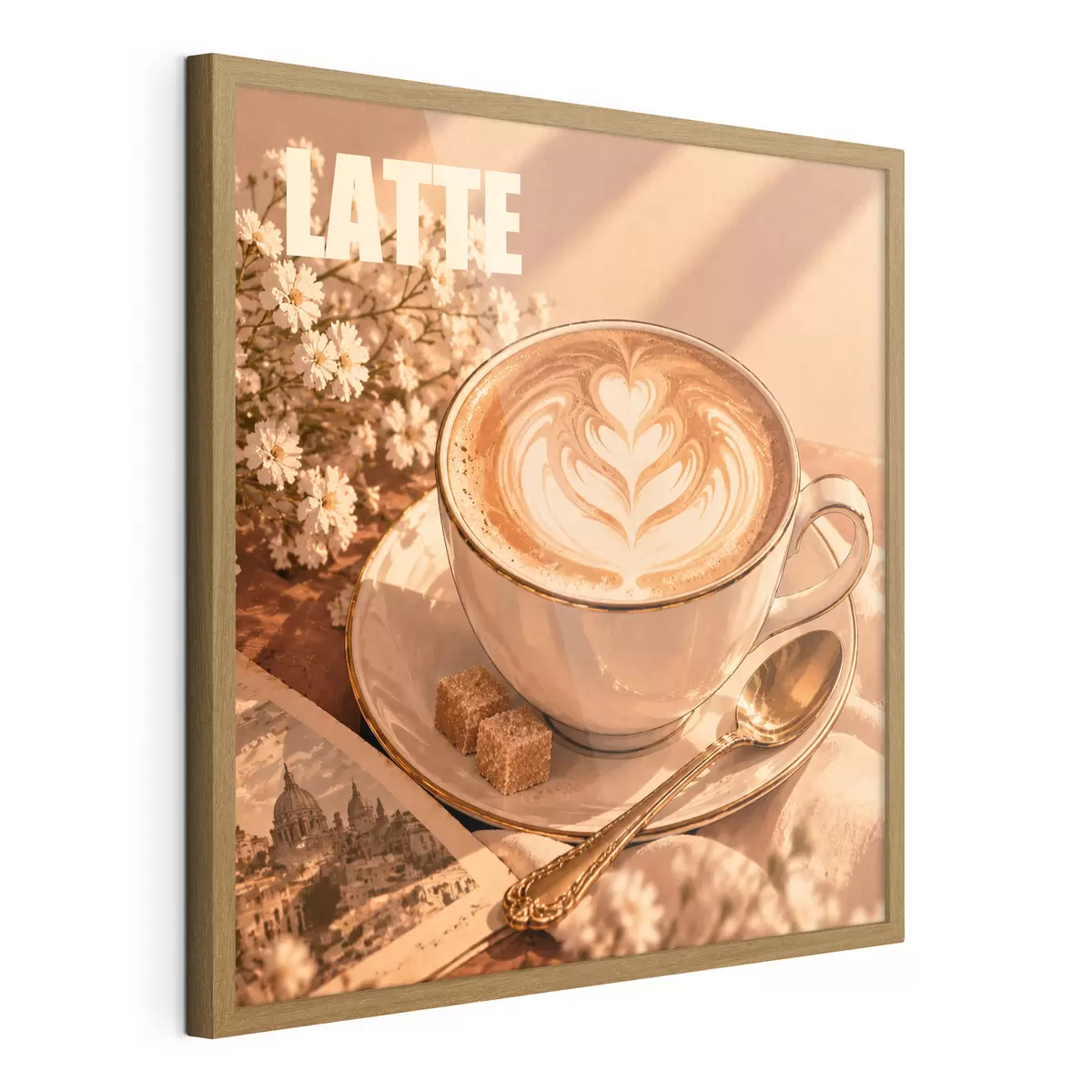 Poster Een kunstzinnig bereide latte in de zon f50873