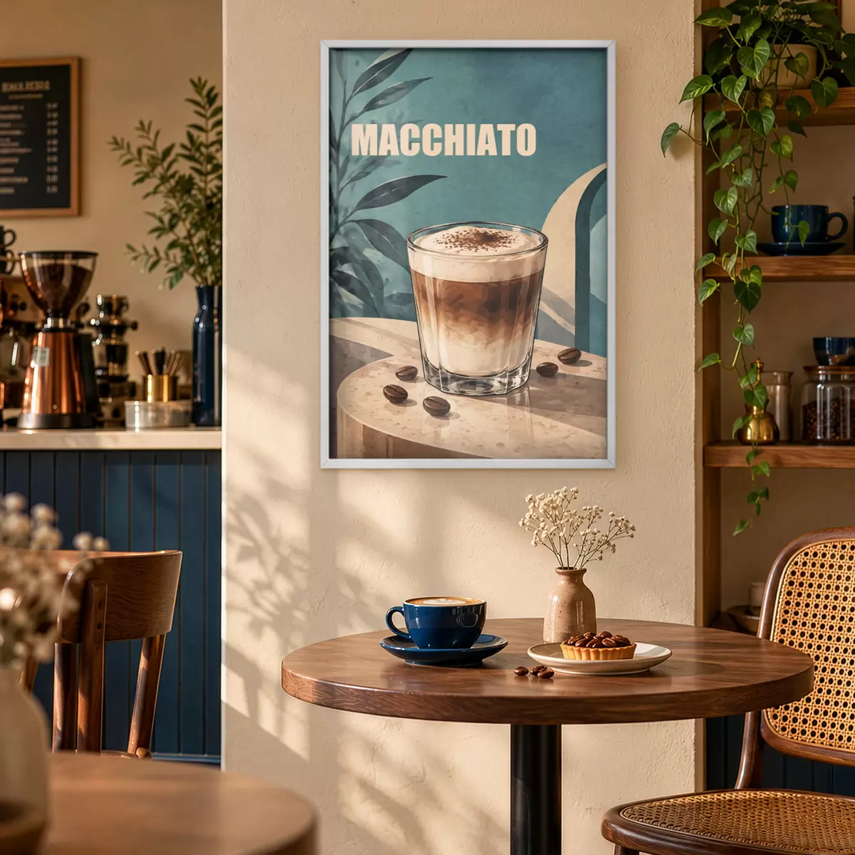 Affiche Un délicieux macchiato servi dans un verre f50875