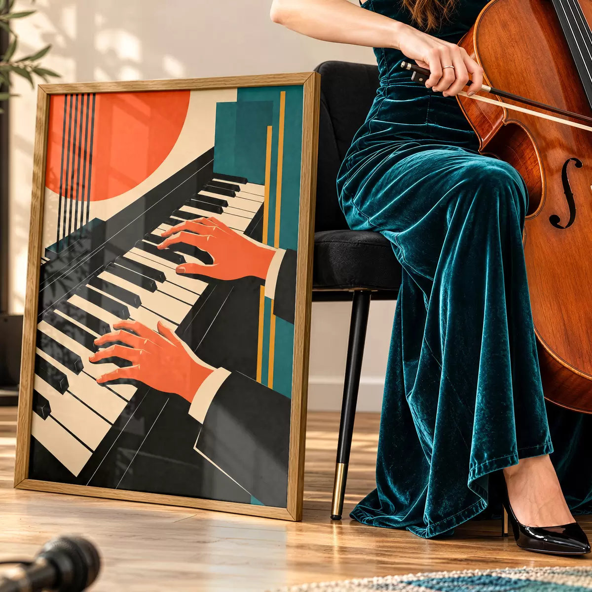 Poster Melodieën spelen op de pianotoetsen f50922