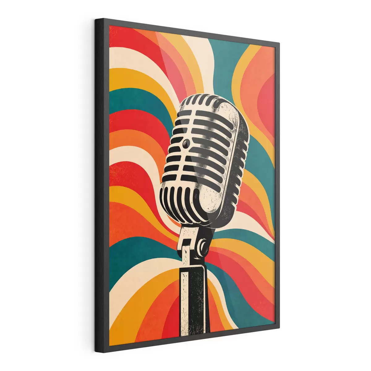 Poster Vintage microfoon met levendige achtergrond f50924