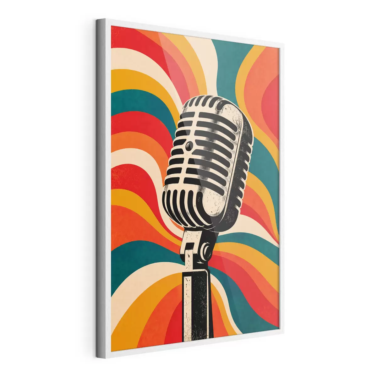 Poster Vintage microfoon met levendige achtergrond f50924