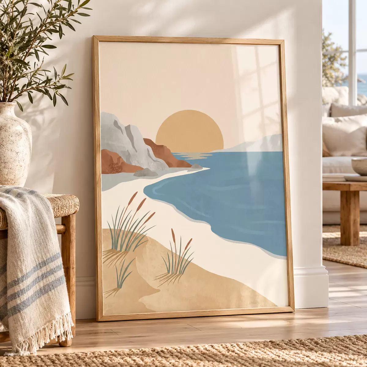 Poster Rustig strand bij zonsondergang: rust en kalmte f50731