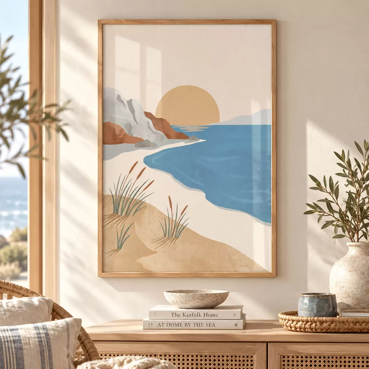 Poster Rustig strand bij zonsondergang: rust en kalmte f50731