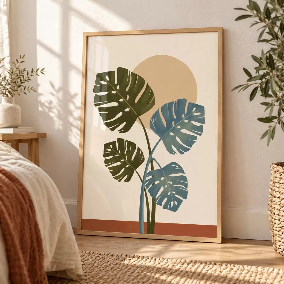 Affiche Feuilles tropicales baignées par une douce lumière du soleil f50733