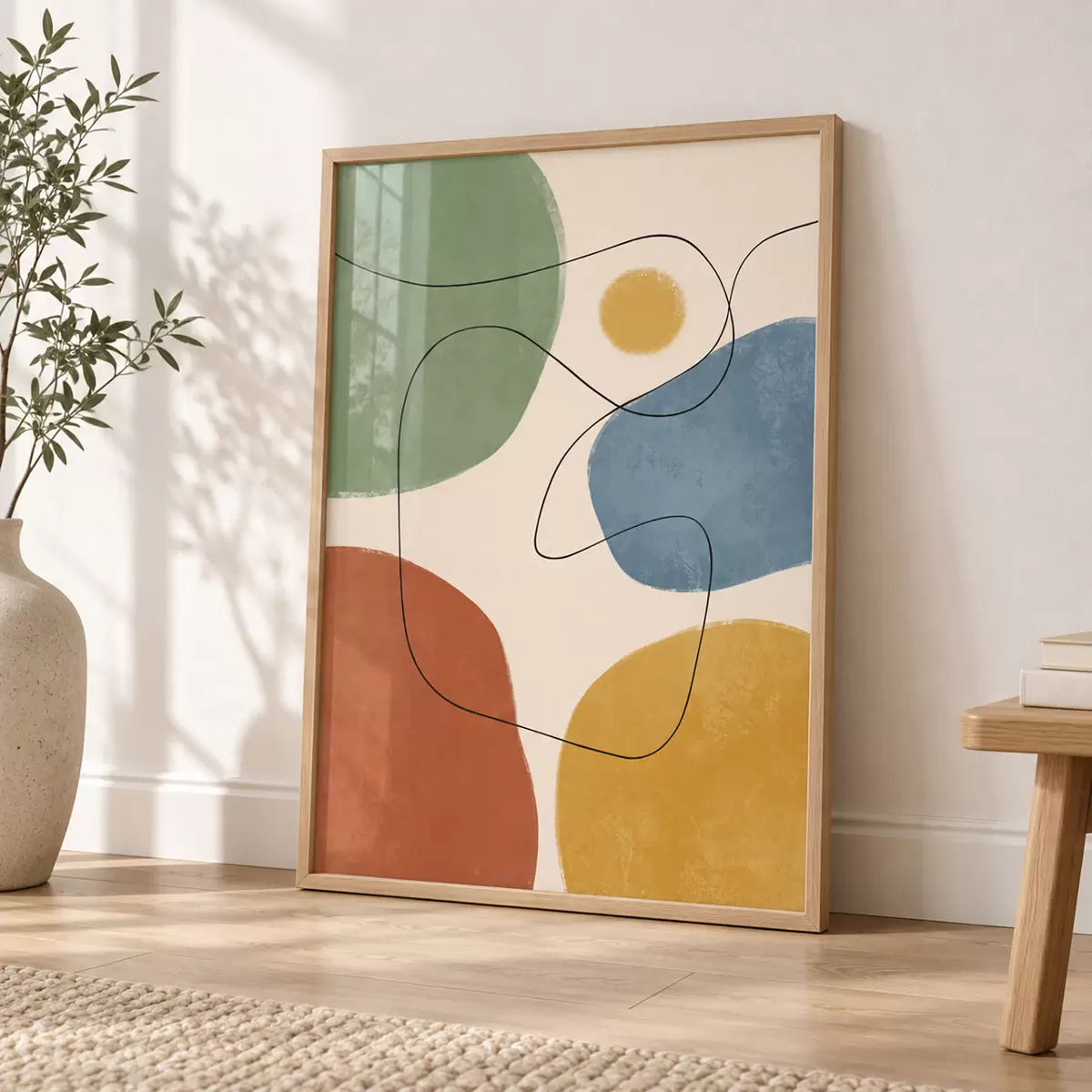 Poster Abstracte kleuren met vloeiende lijnen f50736