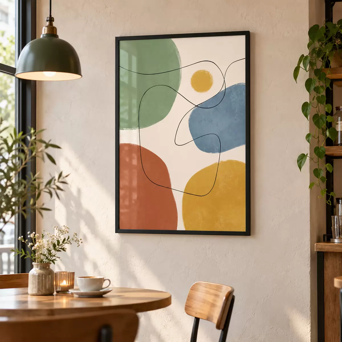 Poster Abstracte kleuren met vloeiende lijnen f50736