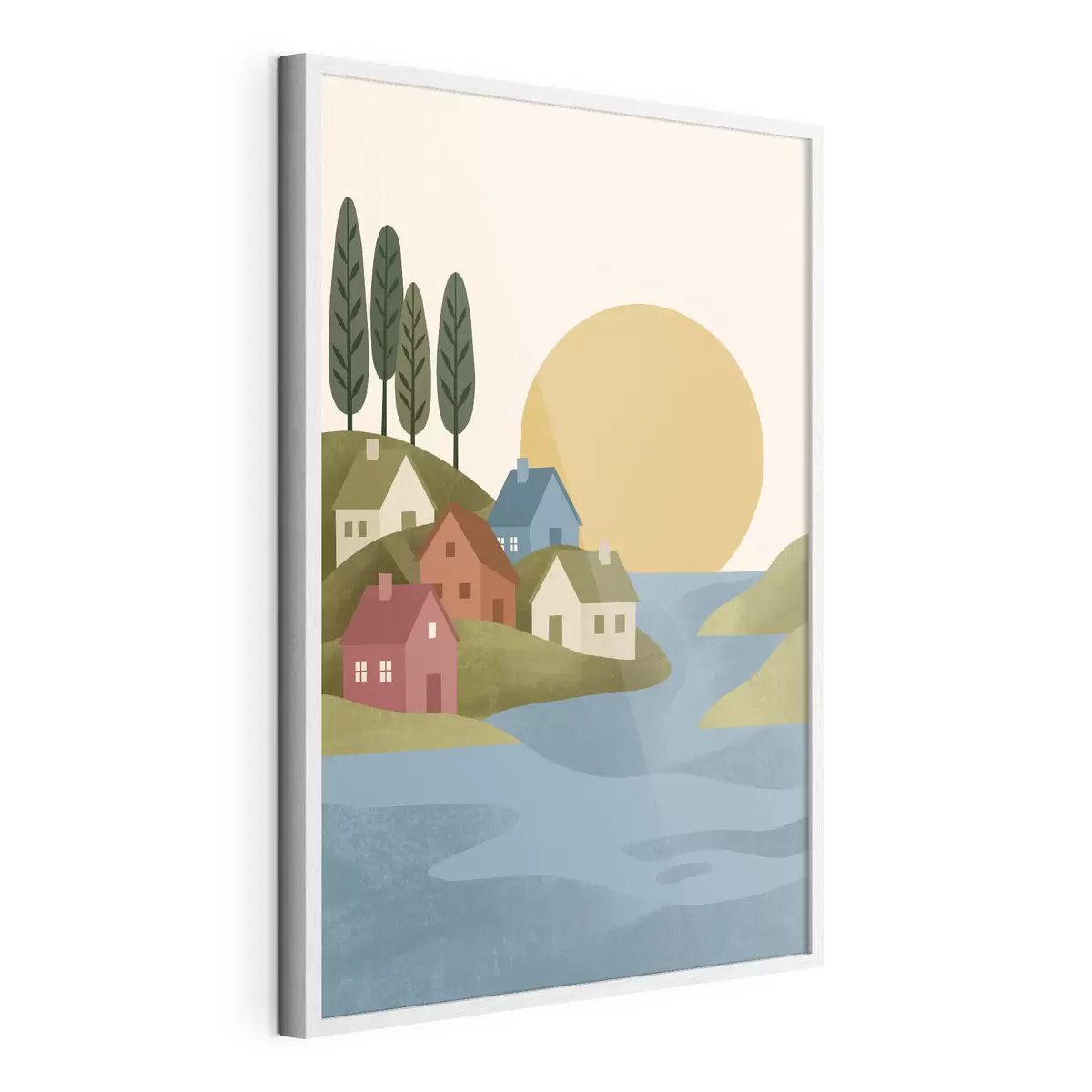 Affiche Un village paisible au bord de la rivière f50734