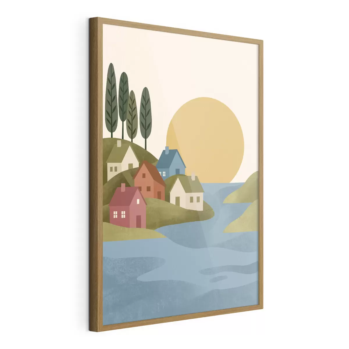 Affiche Un village paisible au bord de la rivière f50734