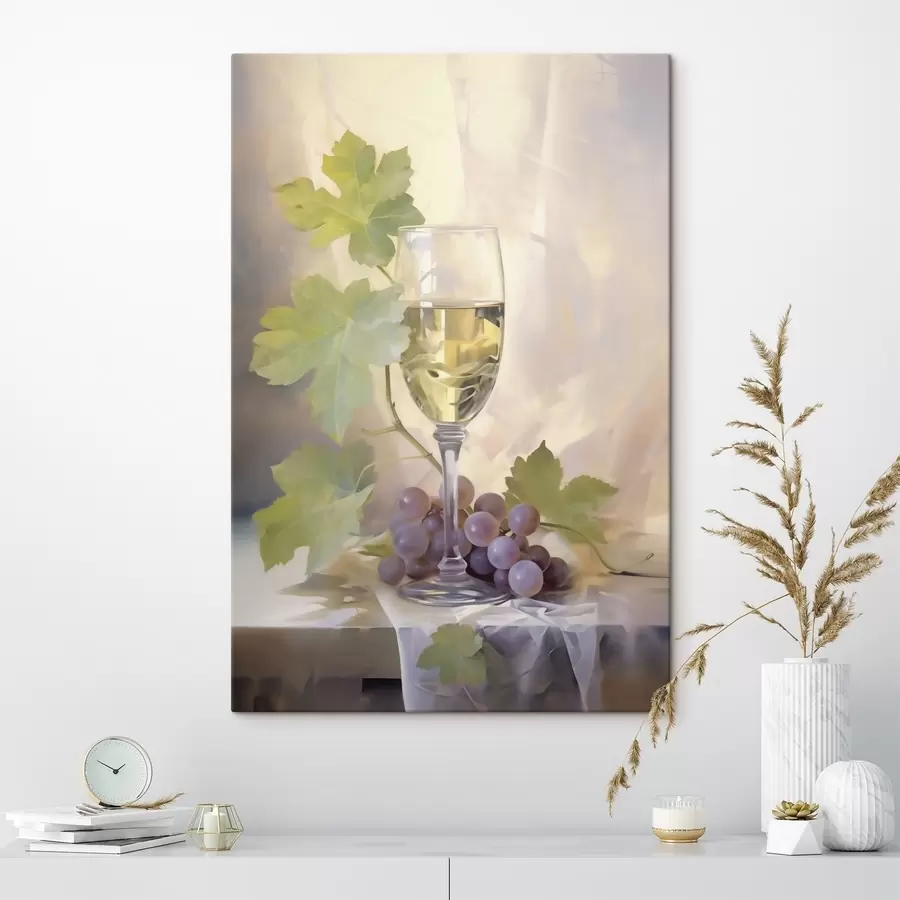  Peintures Un verre de vin et des raisins, reproduction d'un tableau s51123