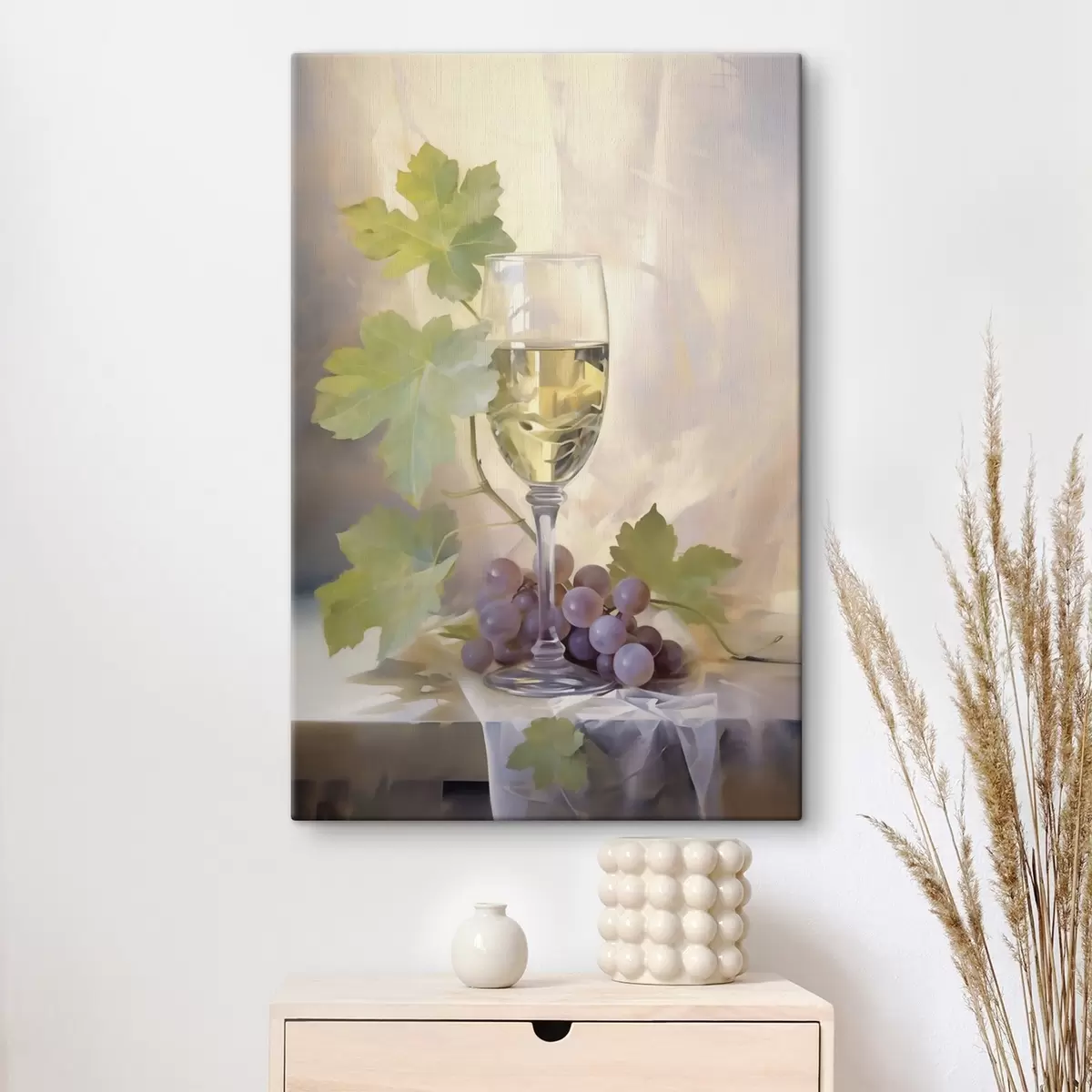  Peintures Un verre de vin et des raisins, reproduction d'un tableau s51123