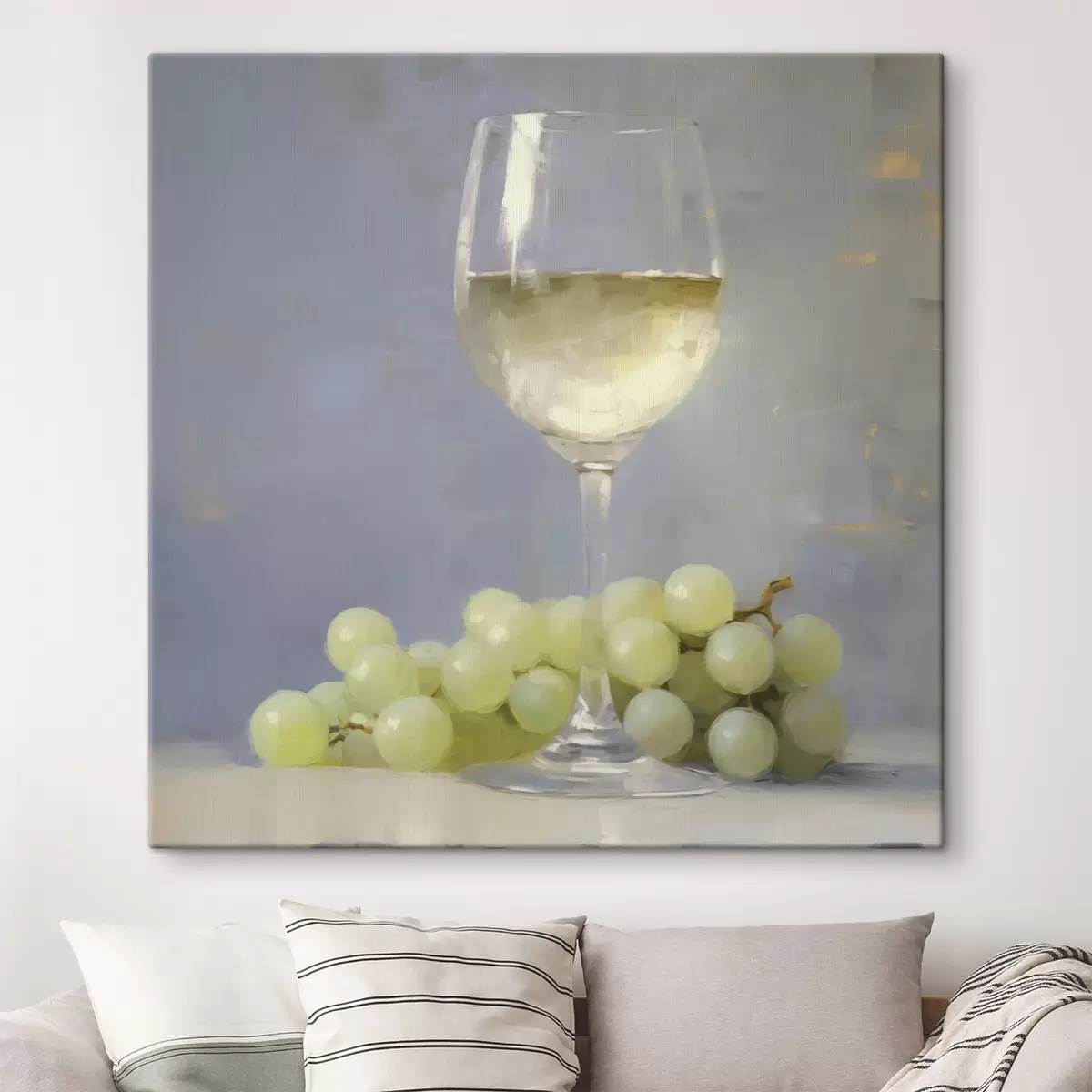  Peintures Un verre de vin et des raisins, une reproduction d'un tableau s51136