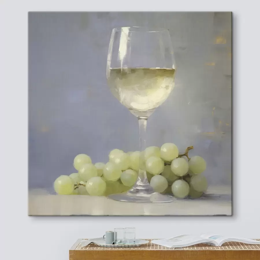  Peintures Un verre de vin et des raisins, une reproduction d'un tableau s51136