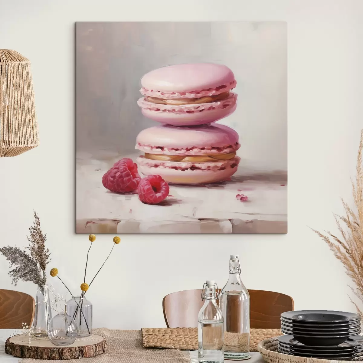  Schilderijen Macarons en frambozen, naar een schilderij s51144