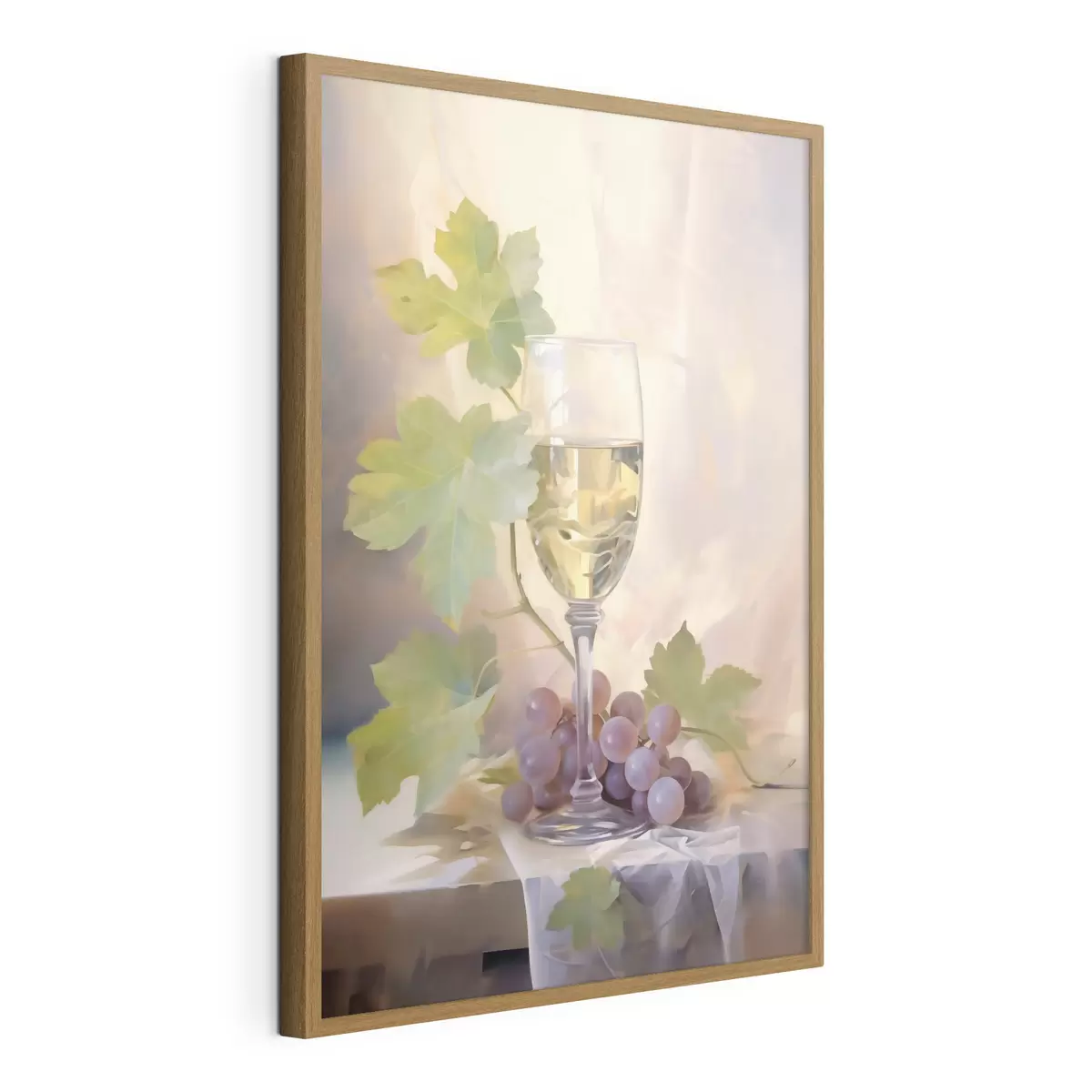 Poster Een glas wijn en druiven, reproductie van een schilderij f51123