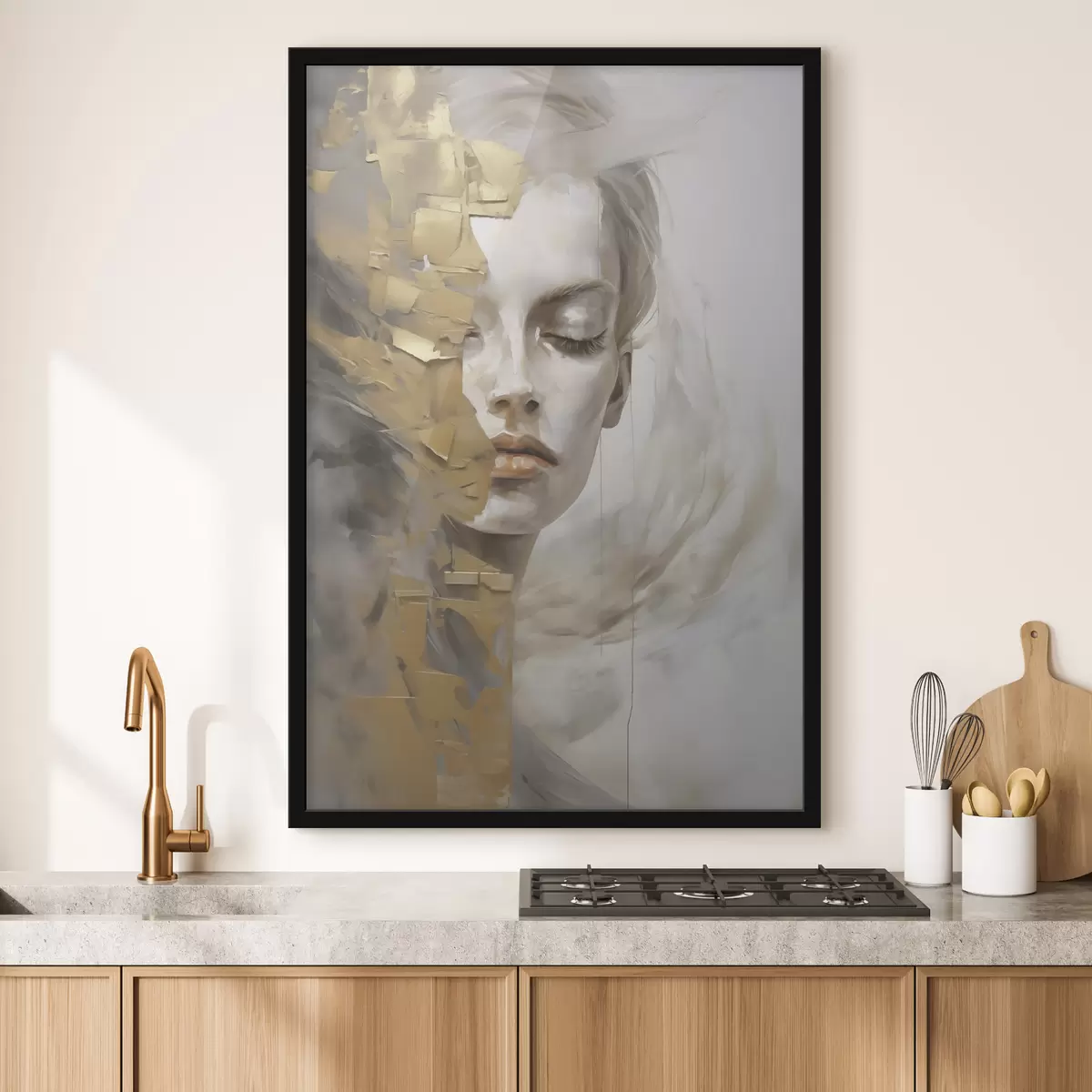 Poster Abstract portret, imitatie van een schilderij f51129