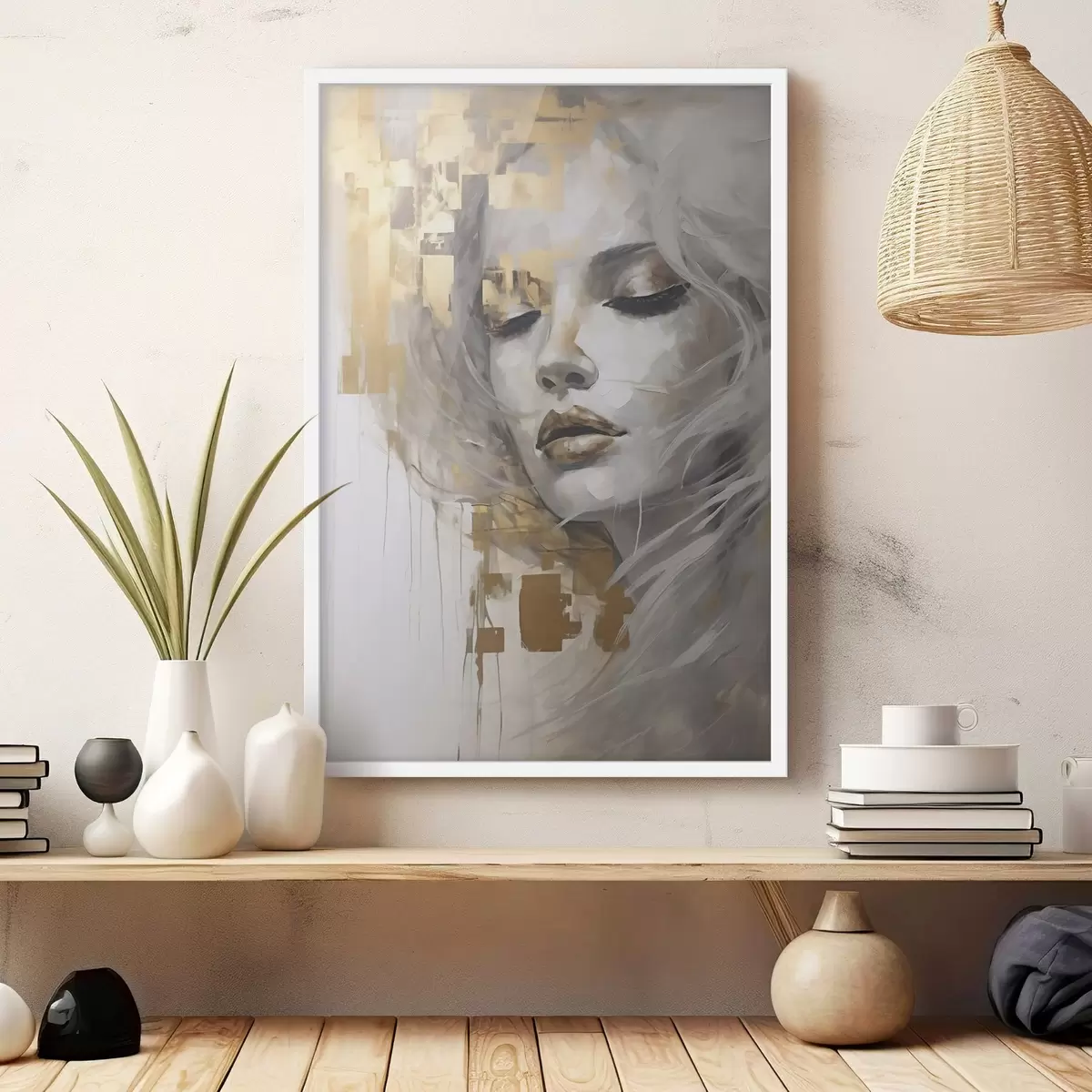 Affiche Portrait abstrait d'une jeune femme, imitant une peinture f51130