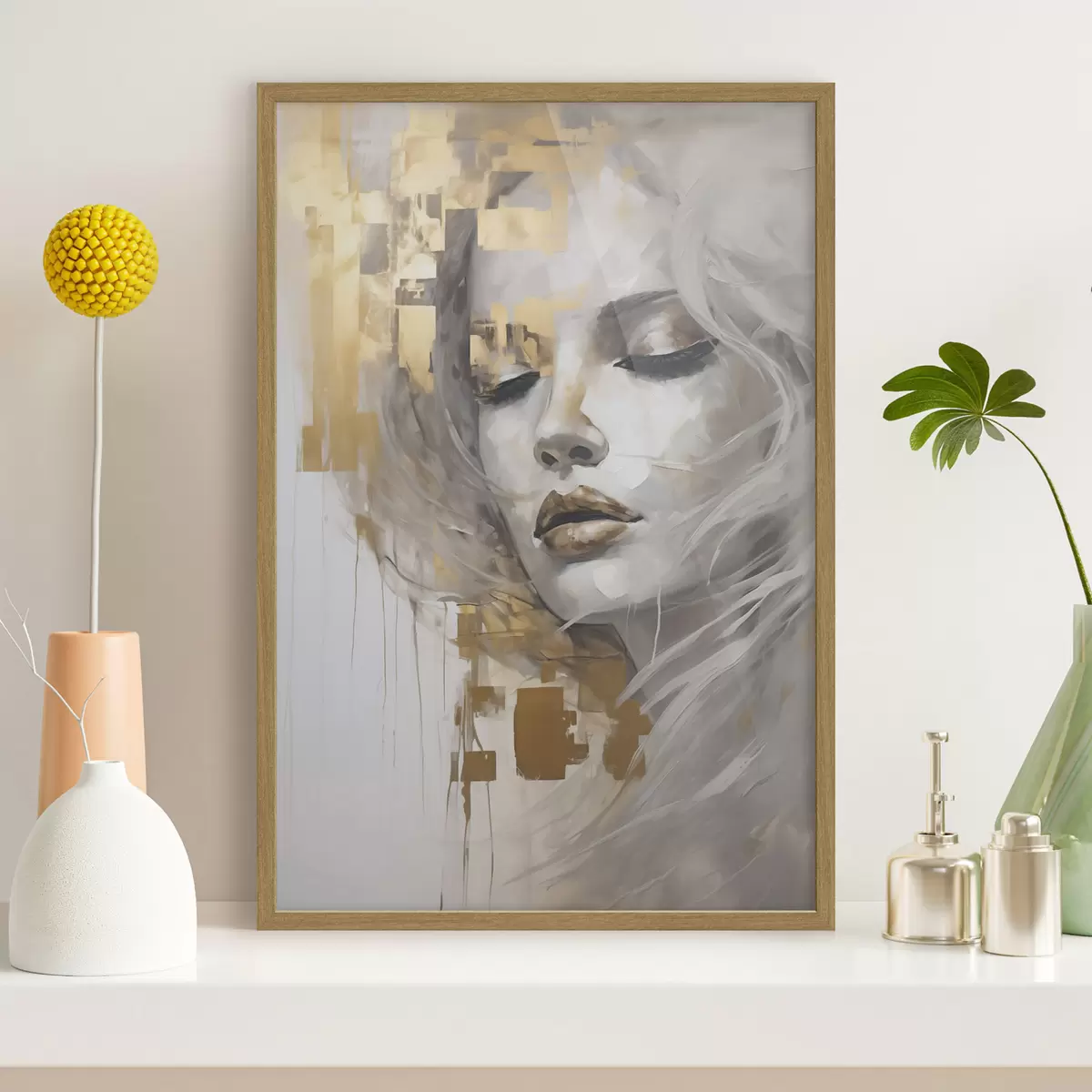 Affiche Portrait abstrait d'une jeune femme, imitant une peinture f51130