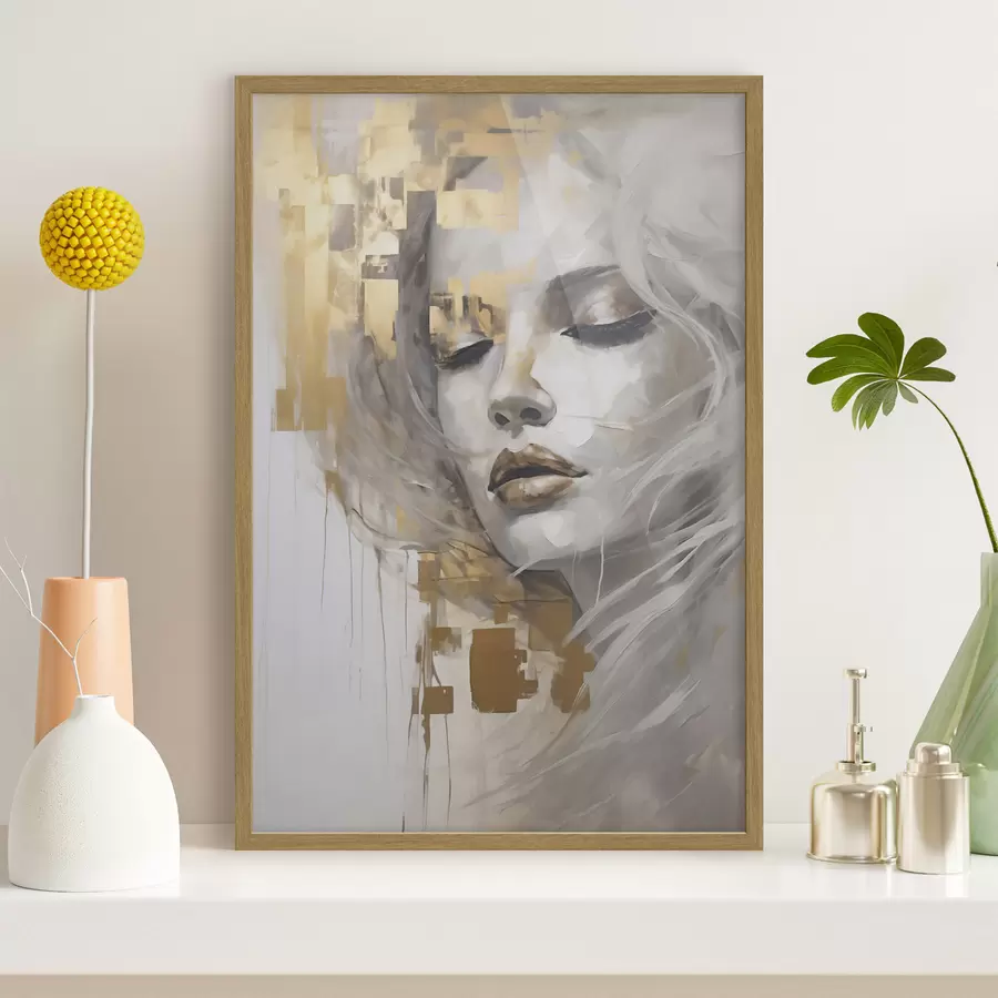 Papier peint photo Portrait abstrait d'une jeune femme, imitant une peinture f51130