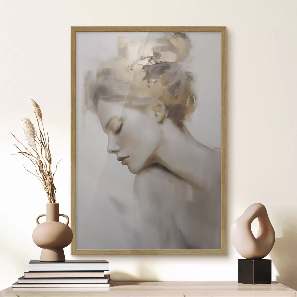 Affiche Portrait d'une jeune fille les yeux fermés f51133