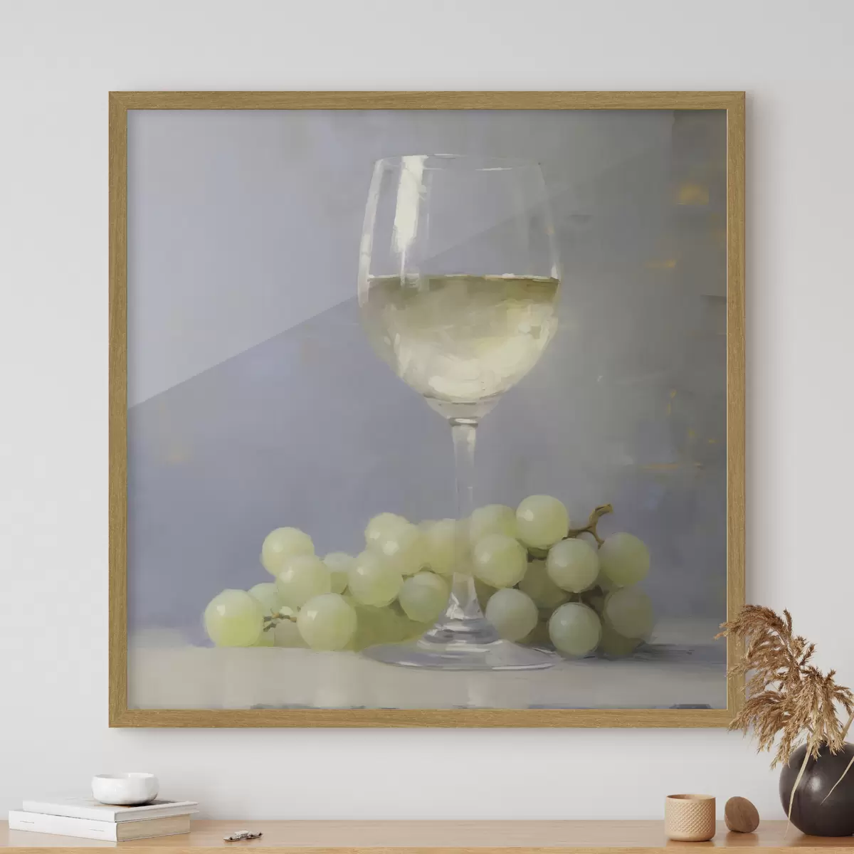 Affiche Un verre de vin et des raisins, une reproduction d'un tableau f51136