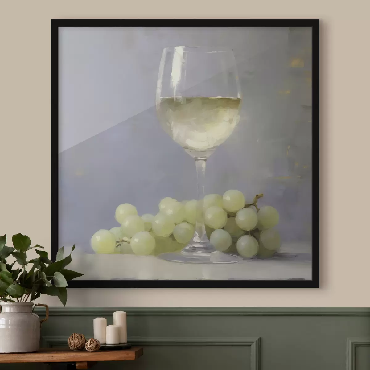 Affiche Un verre de vin et des raisins, une reproduction d'un tableau f51136