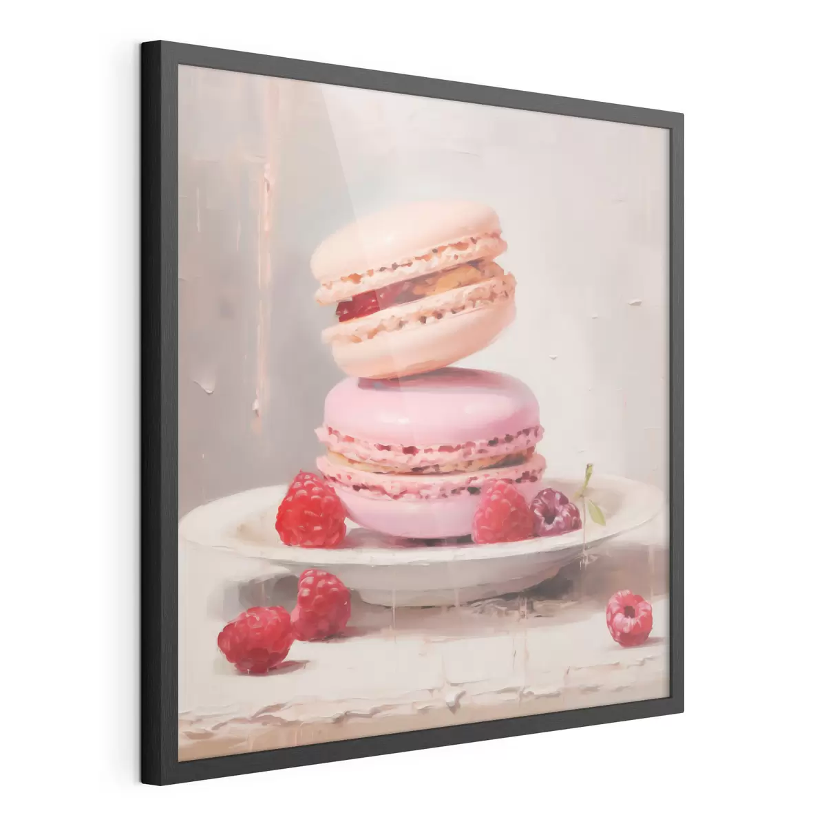 Poster Macarons op een bord, in de stijl van een schilderij f51143