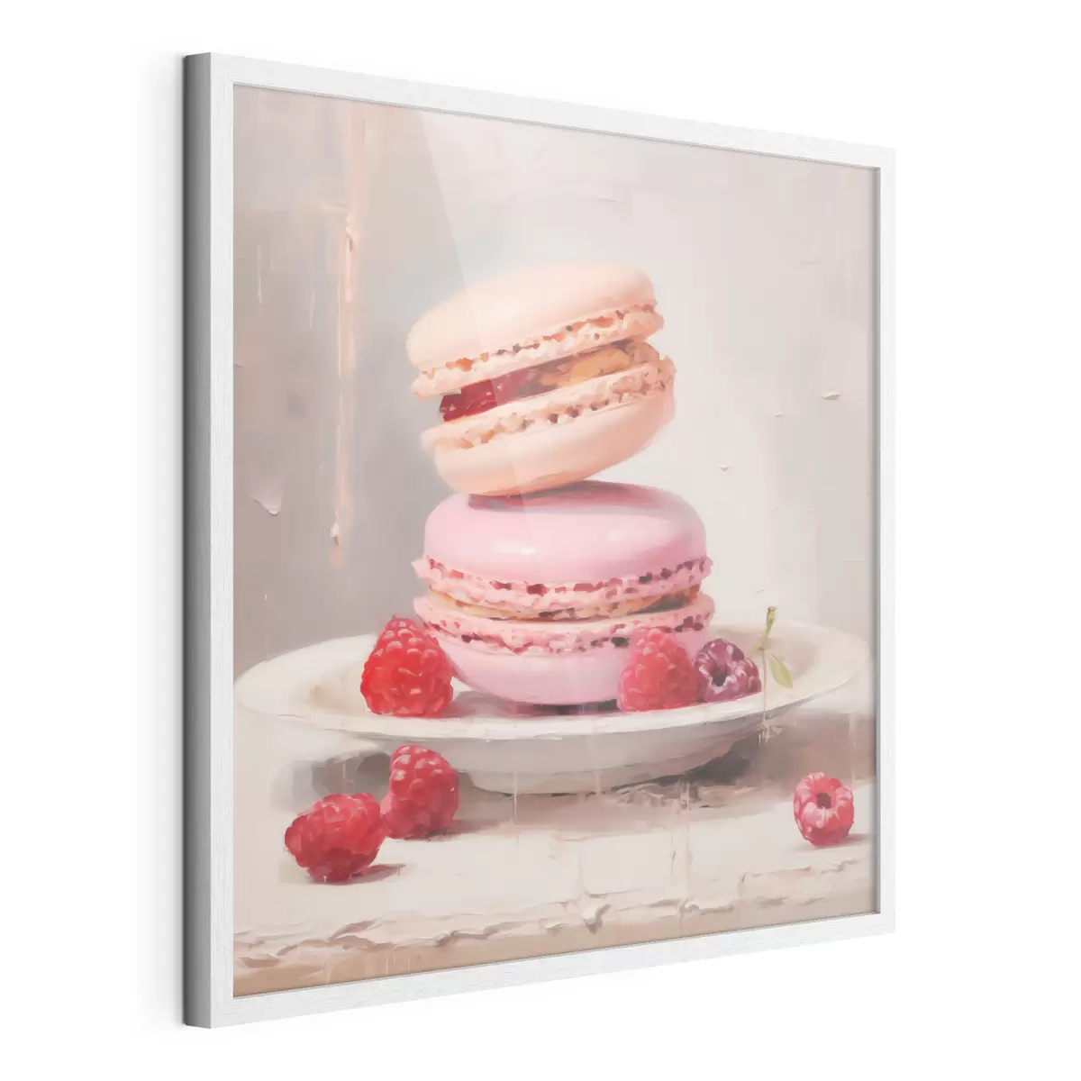 Poster Macarons op een bord, in de stijl van een schilderij f51143