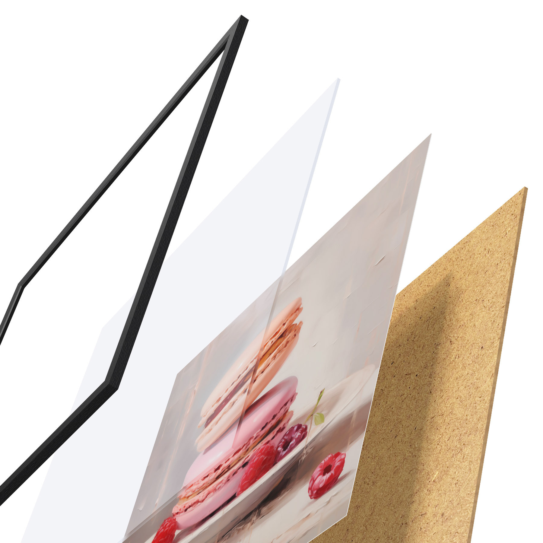 Poster Macarons op een bord, in de stijl van een schilderij f51143
