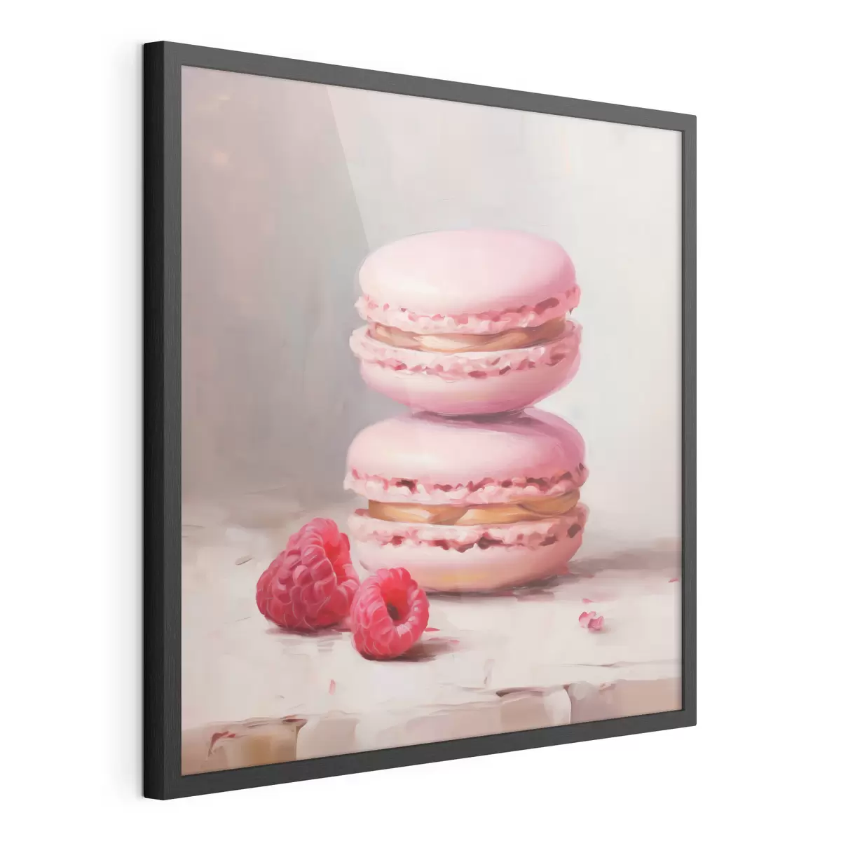 Poster Macarons en frambozen, naar een schilderij f51144