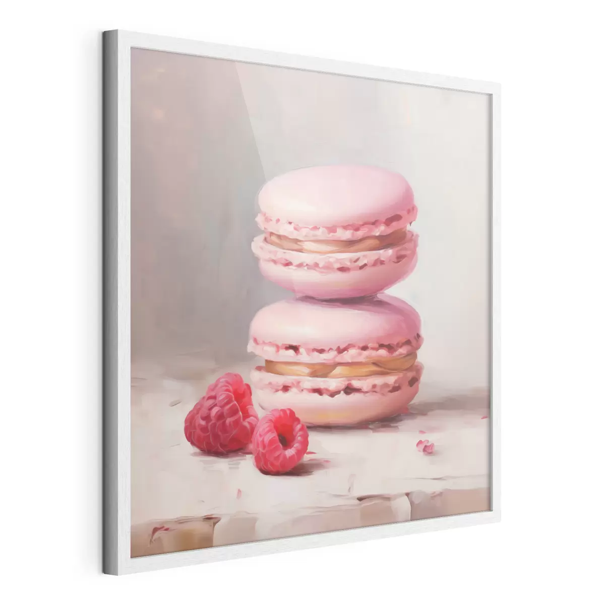Poster Macarons en frambozen, naar een schilderij f51144