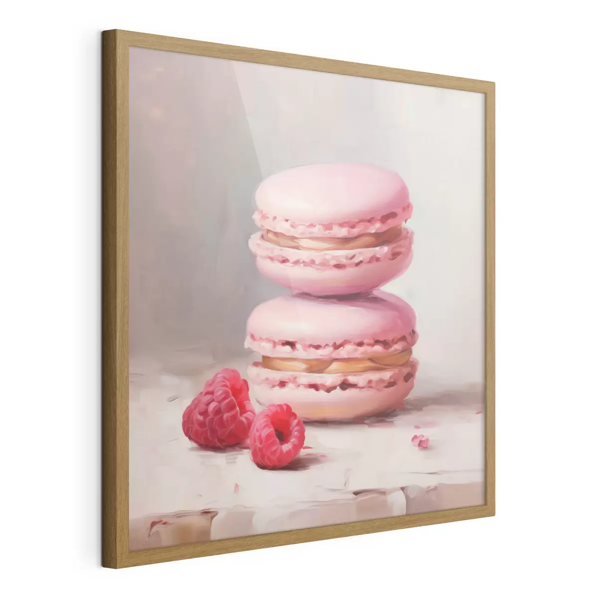 Poster Macarons en frambozen, naar een schilderij f51144