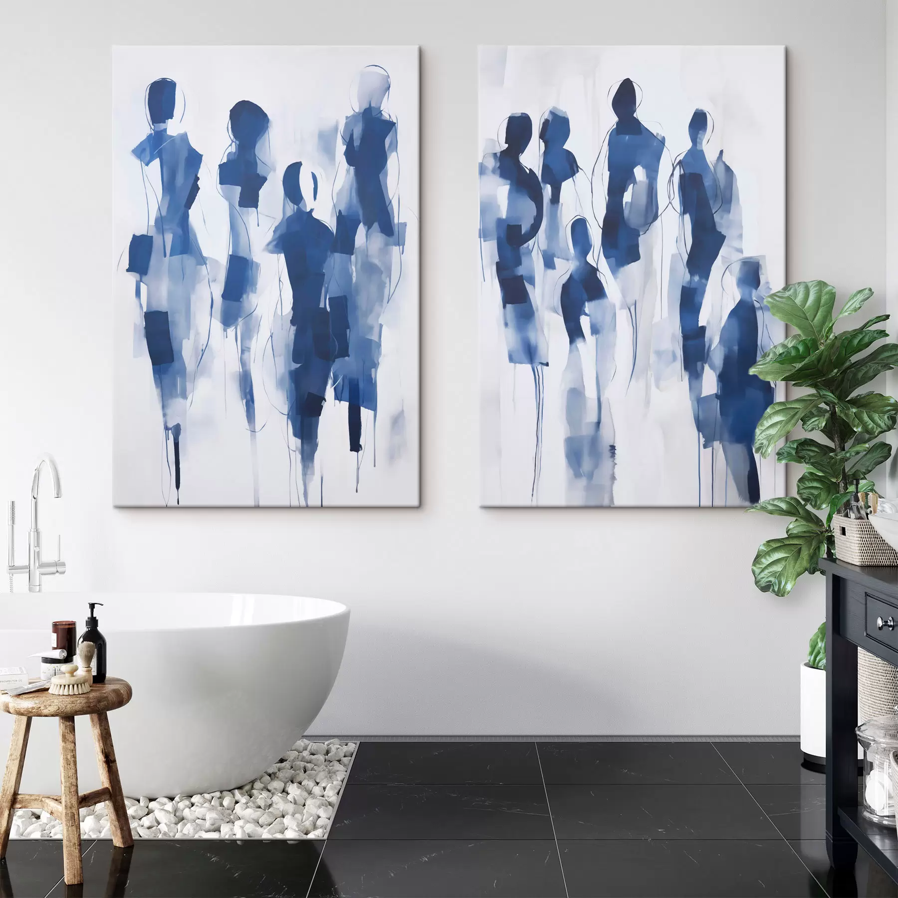  Schilderijen Abstracte silhouetten, schilderijimitatie m31097