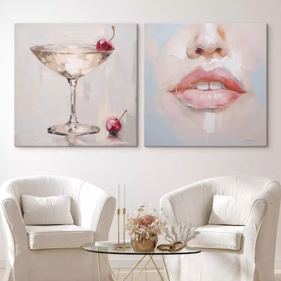  Peintures Des lèvres et un cocktail, une imitation d'un tableau m31100