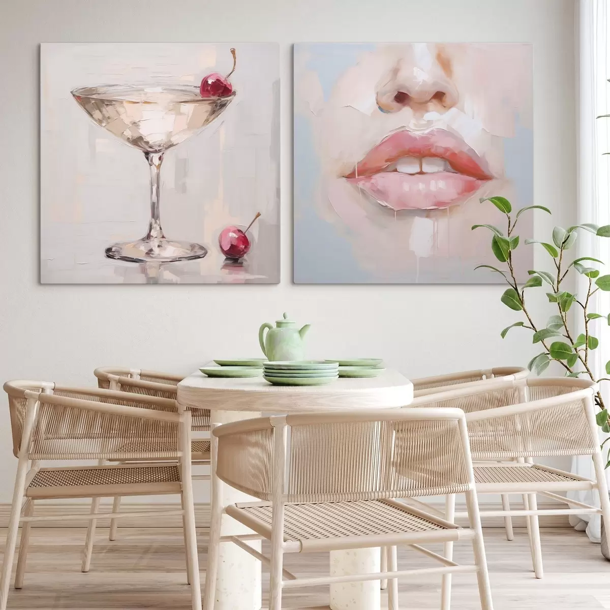  Peintures Des lèvres et un cocktail, une imitation d'un tableau m31100