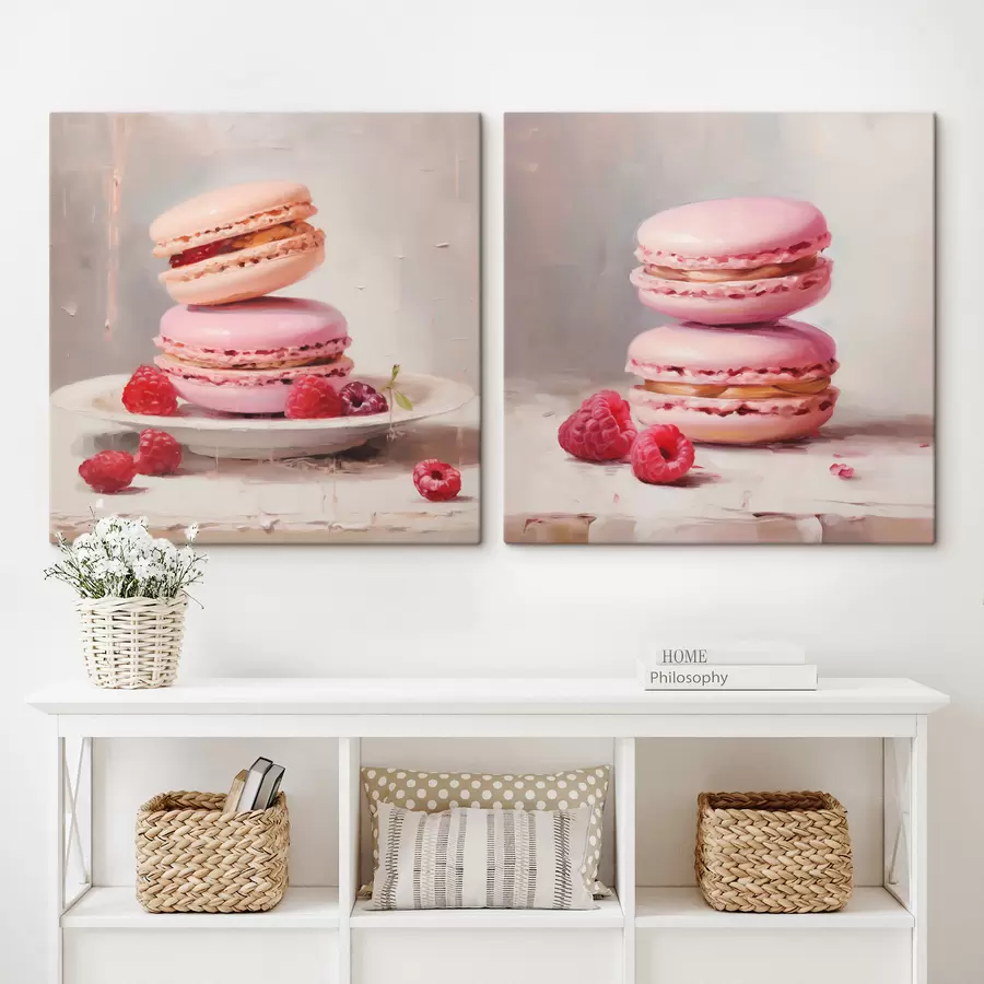  Peintures Macarons et framboises, imitation d'un tableau m31103